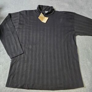Naturalife Mens L Turtleneck Shirt Black Ribbed Long Sleeve 100% Cotton 3305